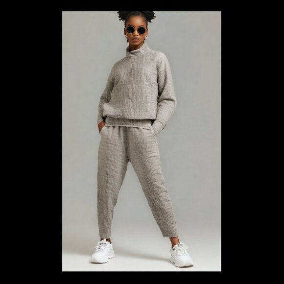 Laura Siegel Anthropologie Charcoal Gray Textured Silk Hemp Pant Size Small - Picture 3 of 9